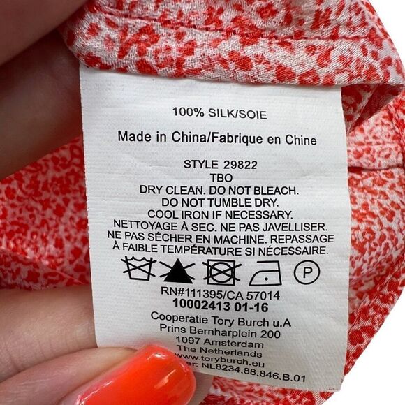 Tory Burch Poppy Floral 100% Silk Jasmine Sleeveless Blouse Size 10 - Picture 6 of 8